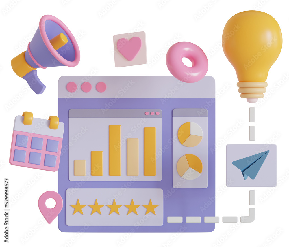 Business Marketing Dashboard 3d Illustration Business Marketing Dashboard 3d Illustration