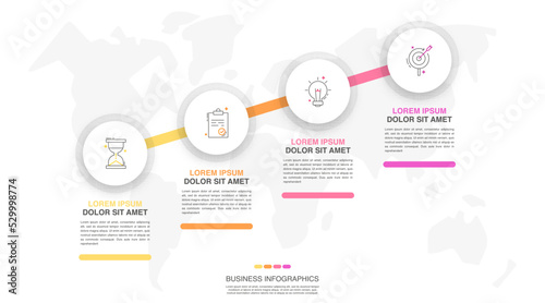 Circle vector infographic template with 4 steps and options for annual reports, presentations, advertising, chart. Modern business illustration.