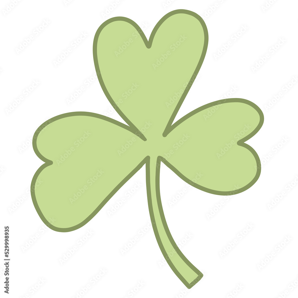 Hand-drawn illustration of a clover. Flat style green plant, foliage Hand-drawn illustration of a clover. Flat style green plant, foliage