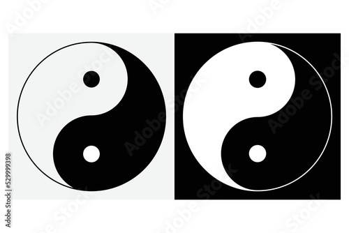 Yin yang symbol of harmony and balance , line icon vector isolated on white background. Japan culture style photo