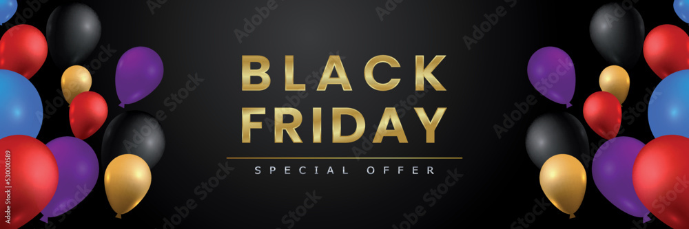 Black friday sale 50% off poster with led string lights for retail, shopping banner