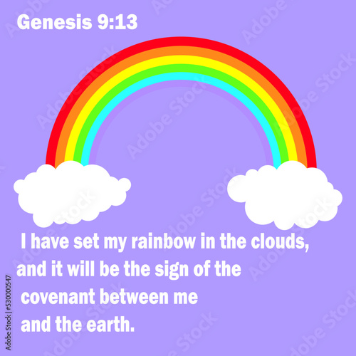 Rainbow over the ark. Sign from God. The flood