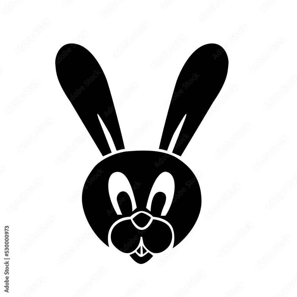 Black rabbit head icon symbol sign vector illustration logo template ...