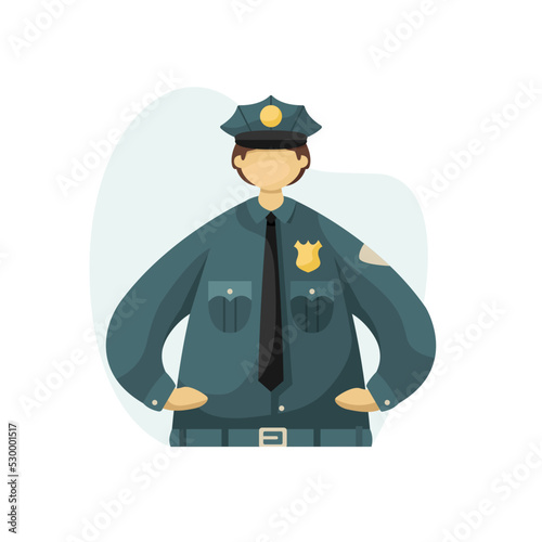 Vector illustration of a uniformed policeman. Professions. Flat style