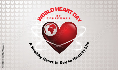 World Heart Day Logo Design With Heart and Globe