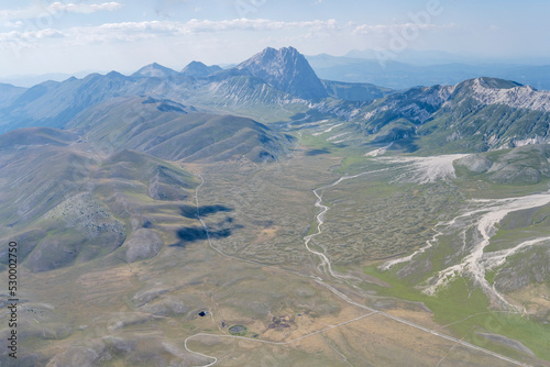 Gran Sasso and Campo Imperatore upland  aerial  Italy