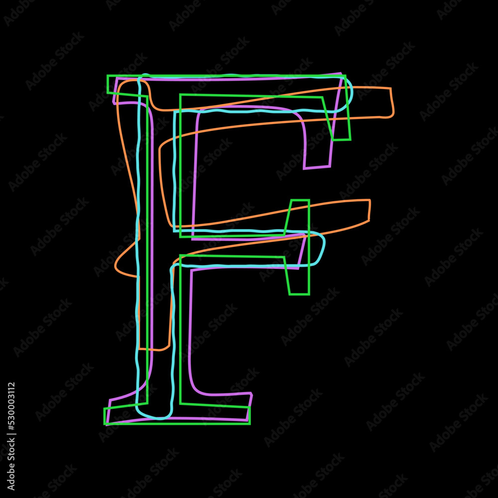 Obraz premium Scribble letter F font typography 