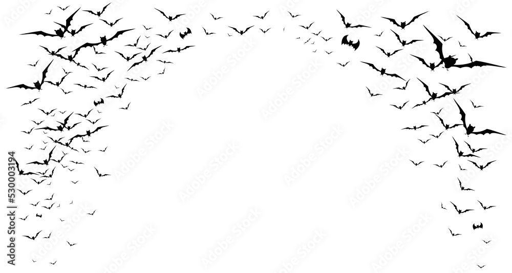 Flock of bats - halloween illustration, transparent background - obrazy, fototapety, plakaty 