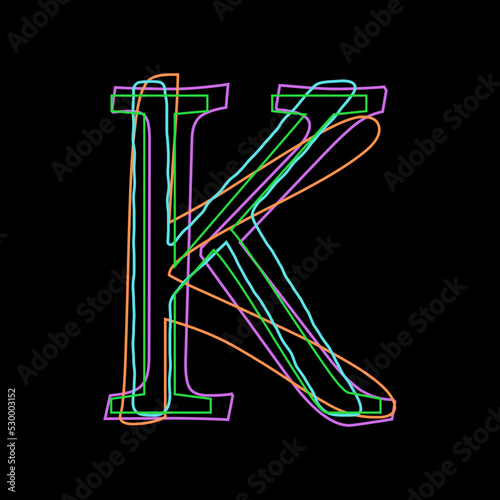 Scribble letter K font typography 