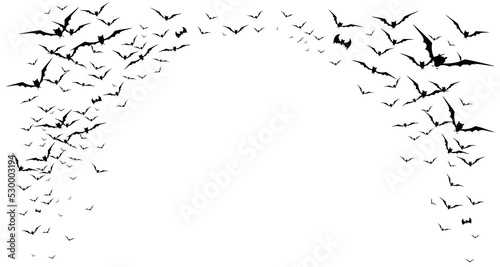 Tablou canvas Flock of bats - halloween illustration, transparent background