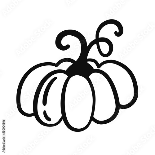 Hand drawn pumpkin simple outline doodle sketch