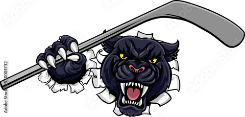 Canvas Print Panther Ice Hockey Player Animal Sports Mascot