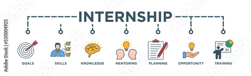 Internship Banner Web Icon Vector	