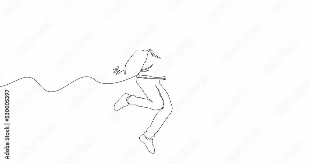 Self drawing line animation happy man jumping rejoice continuous one single line drawn concept video Self drawing line animation happy man jumping rejoice continuous one single line drawn concept video