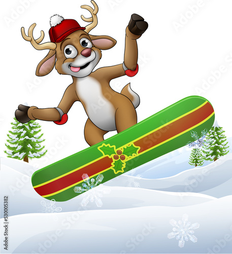 Christmas Reindeer Snowboar...