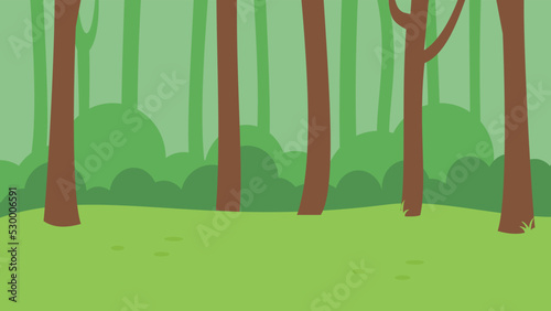 Glade and trees in the forest, illustration