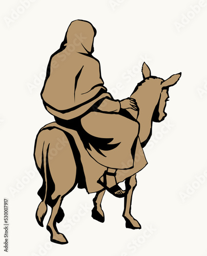 Jesus' Entry into Jerusalem. Vector drawing