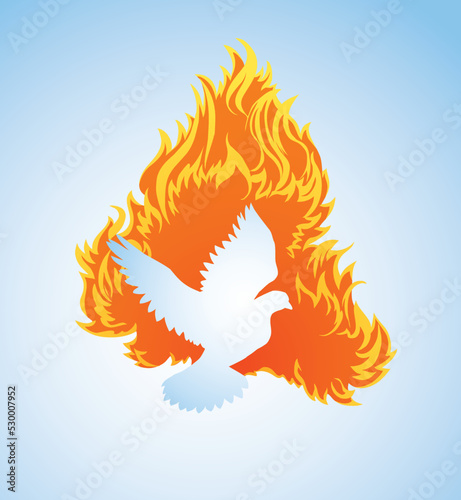 Pentecost sunday. Baptism with the Holy Spirit. Vector drawing icon