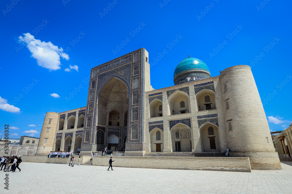 View to the Medieval Architectural Ensemble Poi Kalyan in Bukhara, Uzbekistan