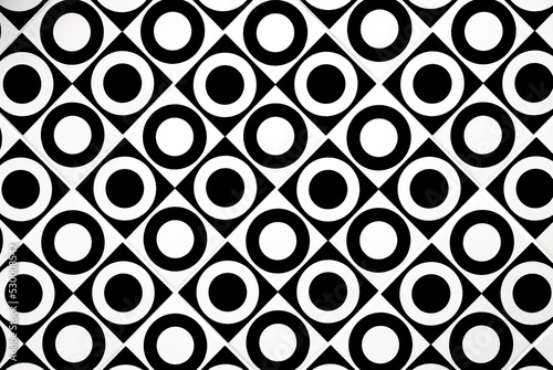 Abstract background of black and white perforated circle in rhombus pattern of modern tile wall decoration