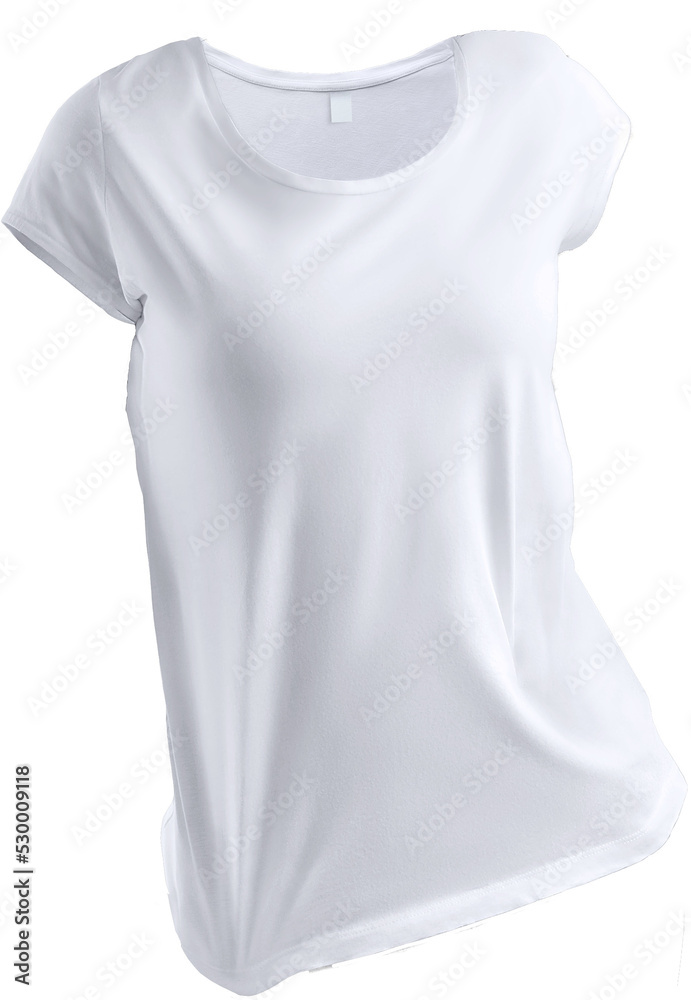 PNG. Woman t-shirt mockup 3d rendering, isolated on transparent background PNG. Woman t-shirt mockup 3d rendering, isolated on transparent background