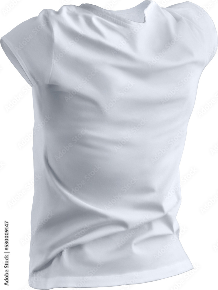 PNG. Woman t-shirt mockup 3d rendering, isolated on transparent background PNG. Woman t-shirt mockup 3d rendering, isolated on transparent background