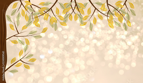 beautiful autumn background with yellow leaves on a tree