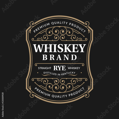 Vintage frame logo. Antique packaging label. Suitable for whiskey, bourbon, scotch, wine, vodka, rum, beer, distillery, etc.