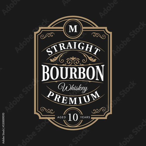 Vintage frame logo. Antique packaging label. Suitable for whiskey, bourbon, scotch, wine, vodka, rum, beer, distillery, etc.