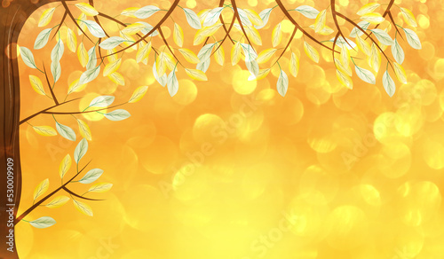 beautiful autumn background with yellow leaves on a tree
