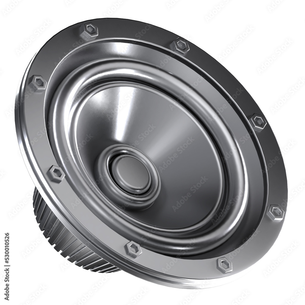 Speaker with silver color illustration in 3D design Speaker with silver color illustration in 3D design