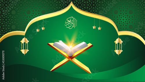 Abstract luxury Islamic pattern background with Quran photo