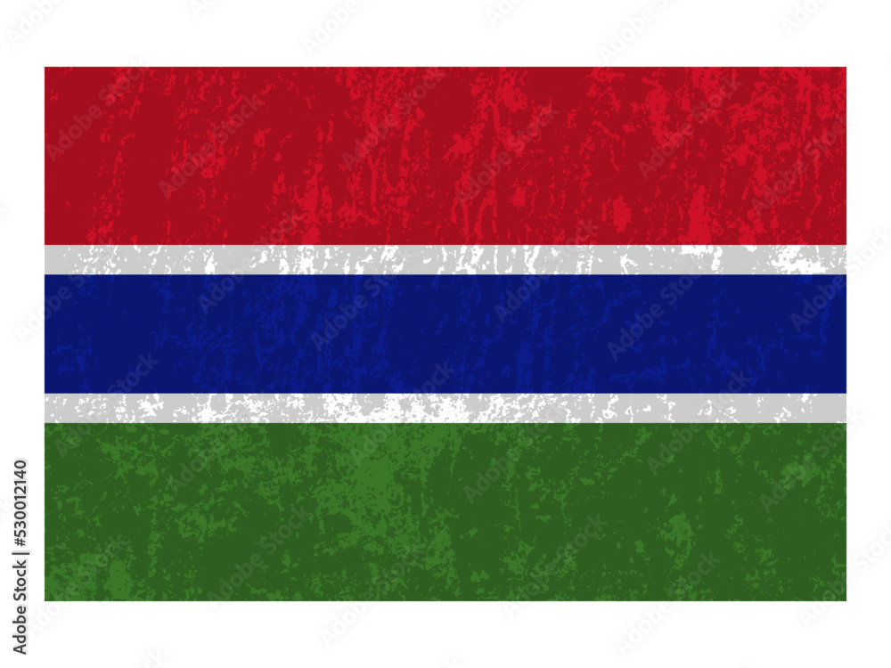 Gambia grunge flag, official colors and proportion. Vector illustration.