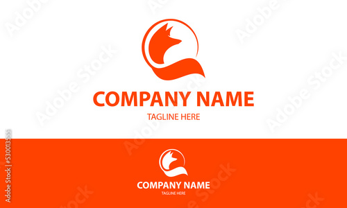 Orange Color Monochrome Circle Fox Head Logo Design