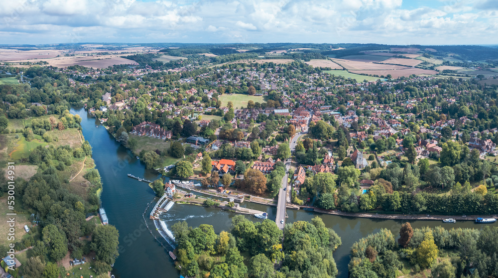Amazing view of Goring and Streatley, village town near Reading, England