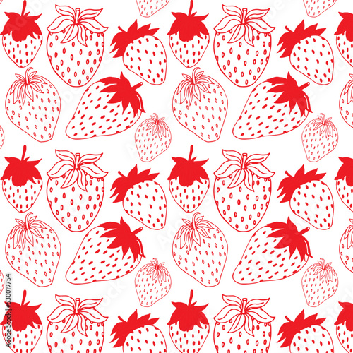 Seamless pattern with silhouette of strawberries