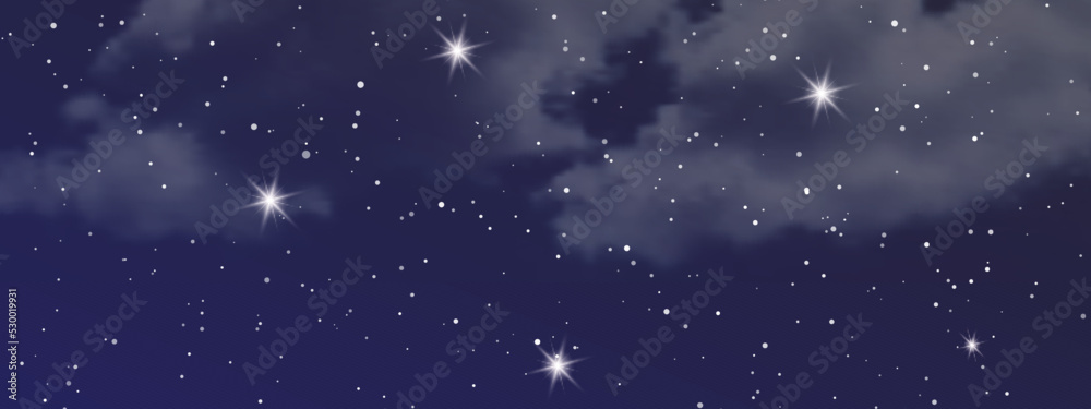 Night sky with clouds and many stars