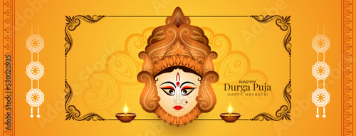 Durga Puja and Happy navratri festival stylish celebration banner design