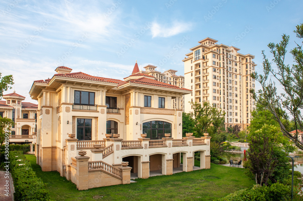 Chinese living quarters, residential buildings.