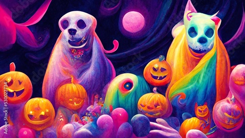 Colorful Halloween background. Pumpkin illustration.