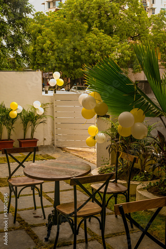 table and chairs in the garden