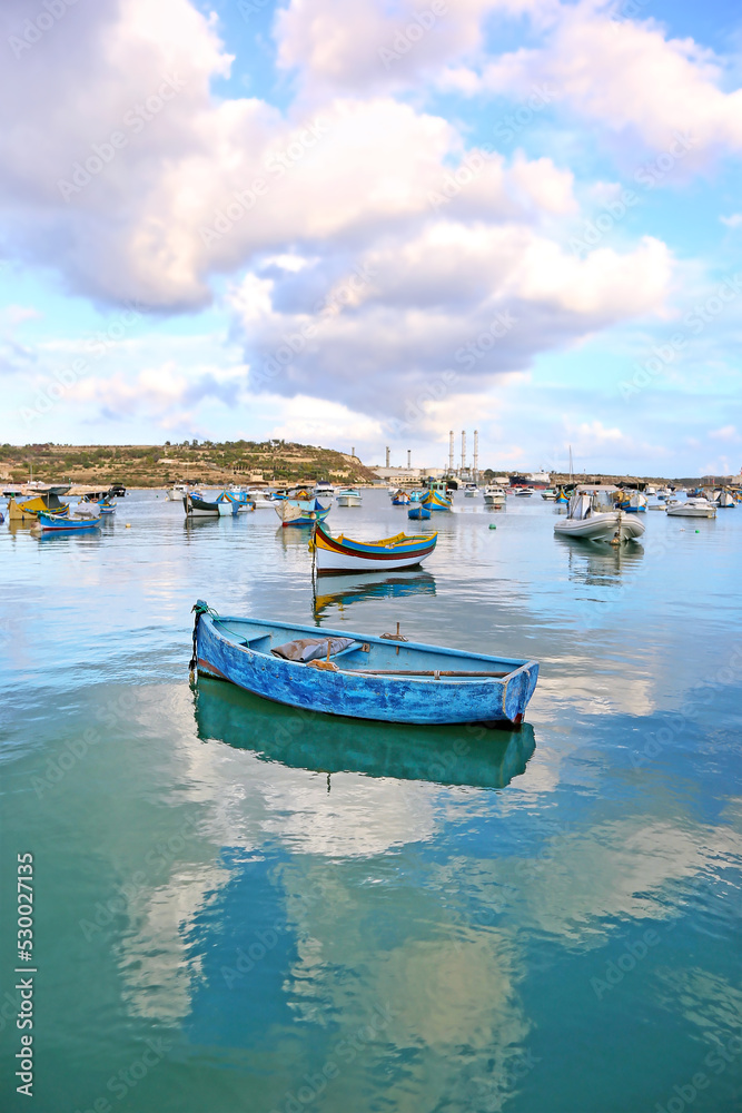 traditional fishing boats at Marsaxlokk village Malta