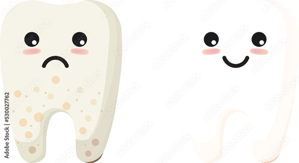 Cute tooth characters. To brush your teeth with toothpaste. Oral hygiene, teeth cleaning. Cute tooth characters. To brush your teeth with toothpaste. Oral hygiene, teeth cleaning.