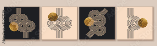 Abstract minimalist wall art composition in beige, grey, white, black colors. Simple line style.