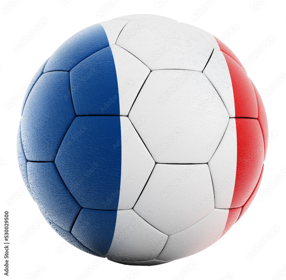 French flag on football with transparent background.