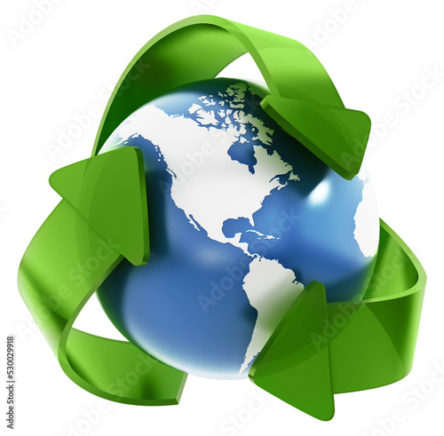 Fototapeta Naklejka Na Ścianę i Meble -  Earth in recycle symbol