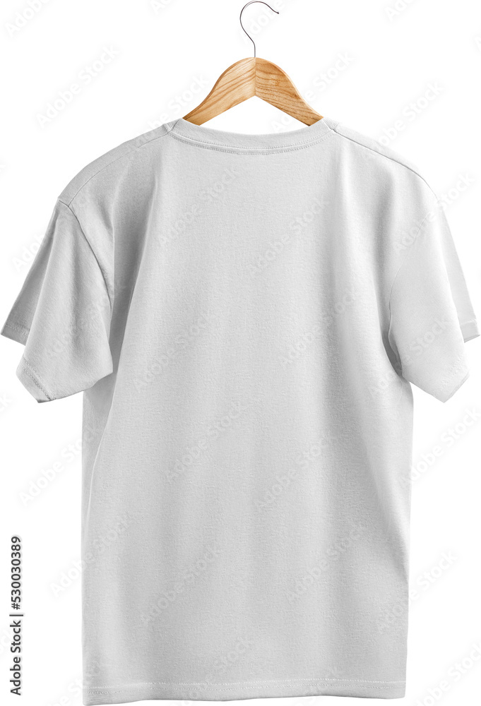 White t-shirt mockup, png, oversized clothes on a hanger, isolated. White t-shirt mockup, png, oversized clothes on a hanger, isolated.