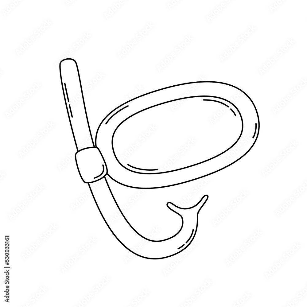Diving mask in doodle style. Flat vector cartoon illustration, clipart.