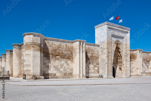 Caravanserai facade and main entrance in Sultanhani. Silk road route. Turkey photo