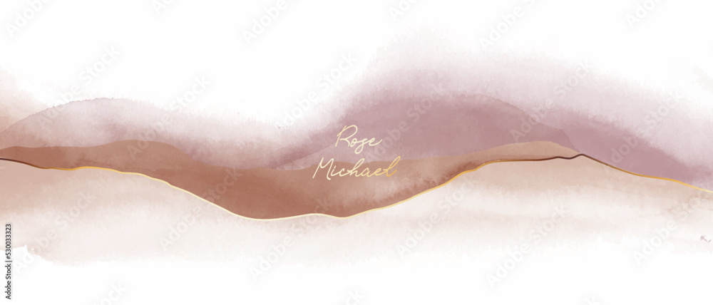 Fototapeta premium Beige, brown watercolor fluid painting vector background design. Dusty pastel, neutral and golden marble.